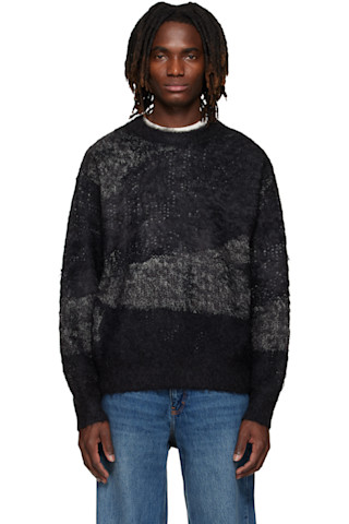 YOKE: Black & Gray Abstract Jacquard Mohair Sweater | SSENSE Canada