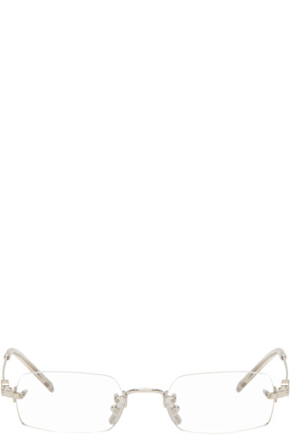 Miu Miu Eyewear: シルバー リムレス メガネ | SSENSE 日本