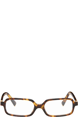 Brown Rectangle Glasses by Miu Miu Eyewear on Sale