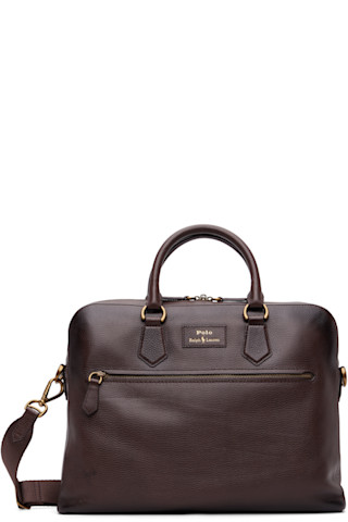 Polo Ralph Lauren: ブラウン Commuter ペブルレザー ブリーフケース