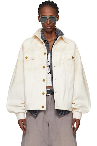 Off-White Chachi Denim Trucker Jacket by WILLY CHAVARRIA on Sale