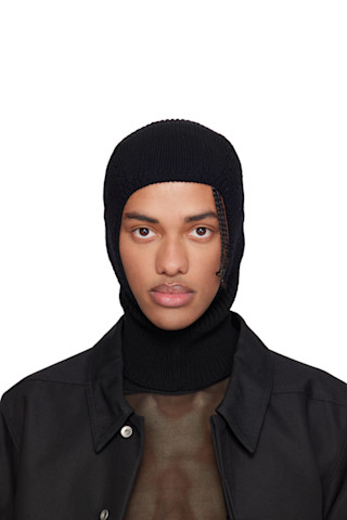 Rick Owens: Black Temple Heavy Wool Sphinx Skull Balaclava | SSENSE