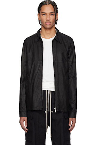 Rick Owens: ブラック Temple Brad レザージャケット | SSENSE 日本