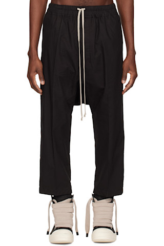 Rick Owens: ブラック Temple ドローストリング クロップド トラウザー