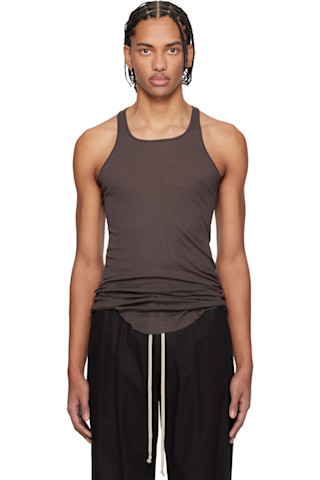Rick Owens: ブラウン Temple Basic リブタンクトップ | SSENSE 日本