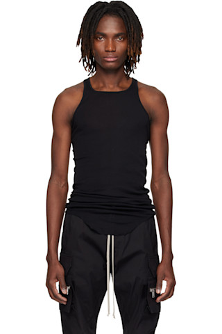 Rick Owens: ブラック Temple Basic リブタンクトップ | SSENSE 日本