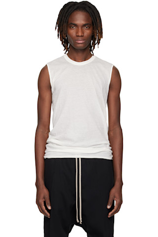 Rick Owens: オフホワイト Temple Basic SL タンクトップ | SSENSE 日本