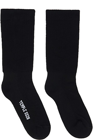 リックオウエンス【新品未使用】ソックス　靴下　RickOwens　ブラック Rick Owens: ブラック Temple ソックス | SSENSE 日本