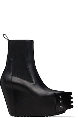 Rick Owens: Black Temple Grilled Wedge Beatle Chelsea Boots | SSENSE
