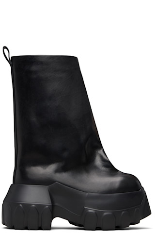 Rick Owens: ブラック Temple Flared Mega Tractor ブーツ | SSENSE 日本