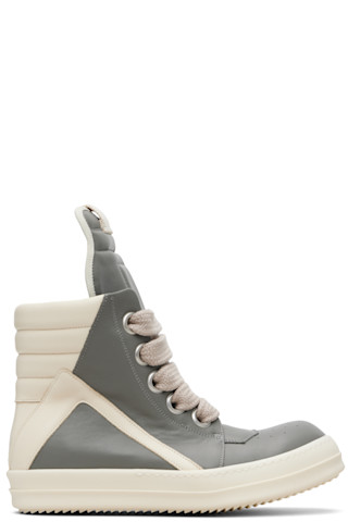 Rick Owens: Gray Temple Jumbolace Geobasket Sneakers | SSENSE
