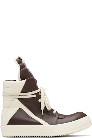 Rick Owens: Brown Temple Geobasket Sneakers | SSENSE