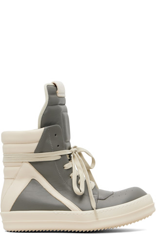 Gray Temple Geobasket Sneakers by Rick Owens on Sale