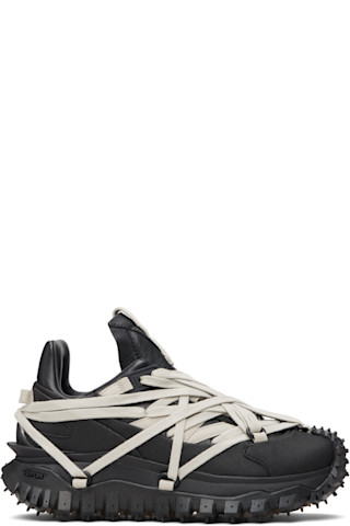 Rick Owens: Moncler + Rick Owens Black Trailgrip Megalace Sneakers