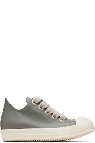 Rick Owens: Gray Temple Jumbolace Low Sneakers | SSENSE