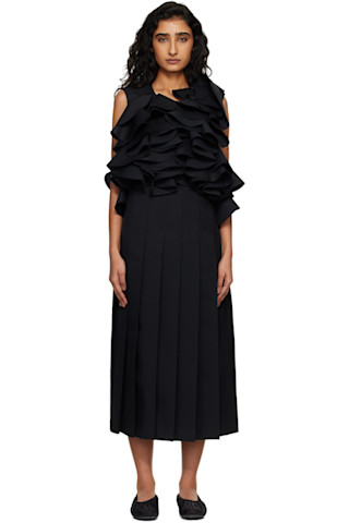 Comme des Garçons: Black Twill Midi Dress | SSENSE