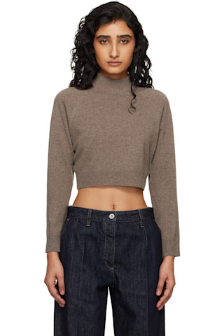 Brown LS Crop Sweater by Jil Sander on Sale