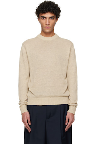 JIL SANDER ベージュ クルーネックセーター サイズ46 Beige Silk Sweater by Jil Sander on Sale
