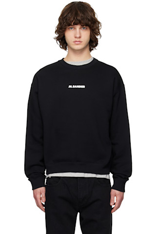 Jil Sander: ブラック ロゴ スウェットシャツ | SSENSE 日本