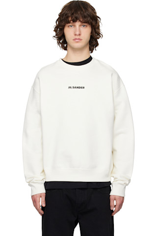 Jil Sander: オフホワイト ロゴ スウェットシャツ | SSENSE 日本