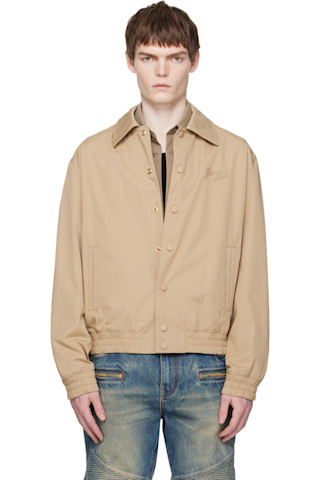 Balmainのベージュ コットンツイル ボンバージャケットがセール中