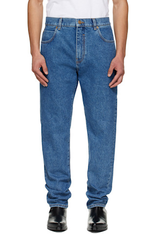 Blue Straight-Cut Jeans by BALMAIN on Sale