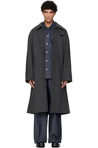 Gray Raglan Sleeve Coat by A.P.C. on Sale