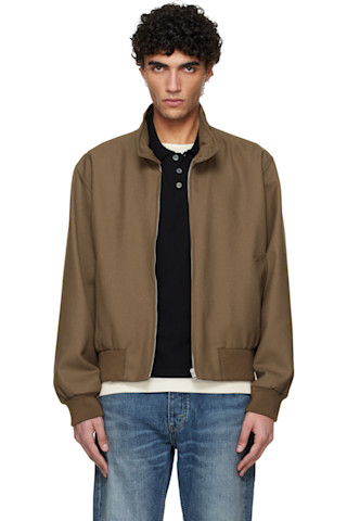 A.P.C.: カーキ ジップアップジャケット | SSENSE 日本