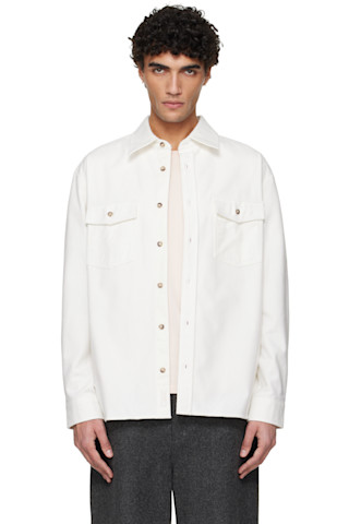 A.P.C.: オフホワイト Solid-Color コットン オーバーシャツ | SSENSE 日本