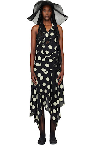 Junya Watanabe: ブラック＆ホワイト Printed Lace Halter ミディアム