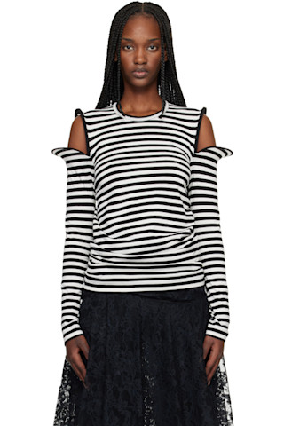 Junya Watanabe: Black & White Stripe Jersey T-shirt | SSENSE