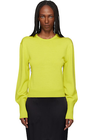 Lanvin: Green Wool Grosgrain Detail Sweater | SSENSE
