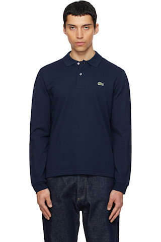 Lacoste Navy Blue Classic Fit Long Sleeve Polo