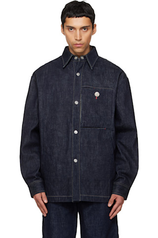 ジャケット・アウター nullus denim jacket NULLUS: Navy Slits Selvedge Denim Jacket | SSENSE Canada