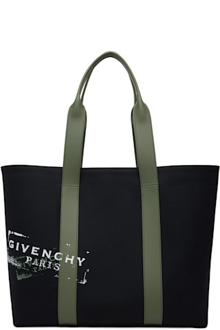 Givenchy: ブラック ラージ キャンバス トートバッグ | SSENSE 日本