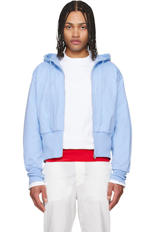 トップス Heavy Knit Zip Hoodie Light Blue Lsize LII: Blue Wide Band Zip-Up Hoodie | SSENSE Canada