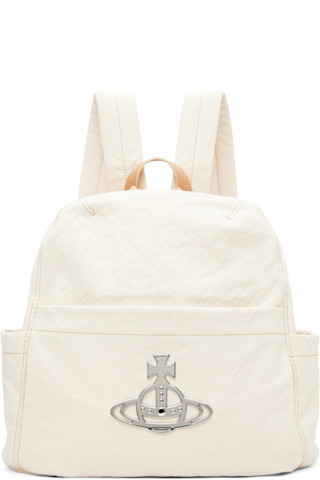 Beige George Medium Backpack by Vivienne Westwood on Sale