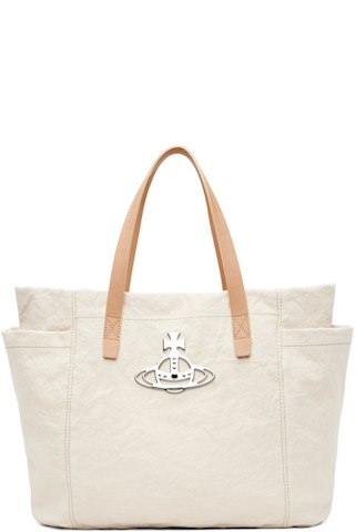 Vivienne Westwood: Beige Henry Medium Tote | SSENSE