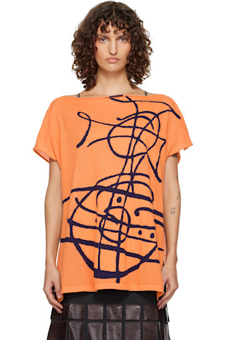 【Vivienne Westwood】ORB総柄 スクエア BIG カットソー Vivienne Westwood: Orange Beach Top Graffiti Orb Cover-Up Top | SSENSE