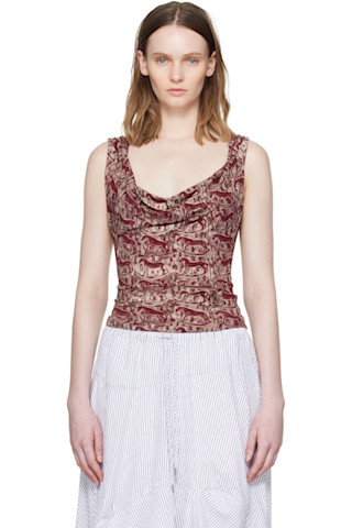 Red & Beige Anna Top by Vivienne Westwood on Sale