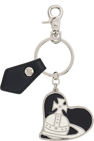 Vivienne Westwood /チャーム 便箋封筒　ノベルティ Vivienne Westwood: Black & Silver Orb Heart Keychain | SSENSE