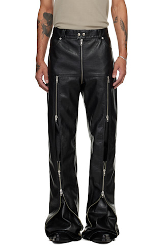 Black Zipped Riot 5-Pocket Faux-Leather Pants
