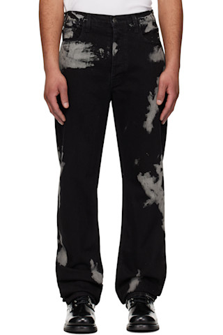 Black Bleach Straight Leg Jeans by ALEXANDER DIGENOVA on Sale