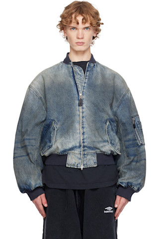 Balenciaga: ブルー Standard デニム ボンバージャケット | SSENSE 日本