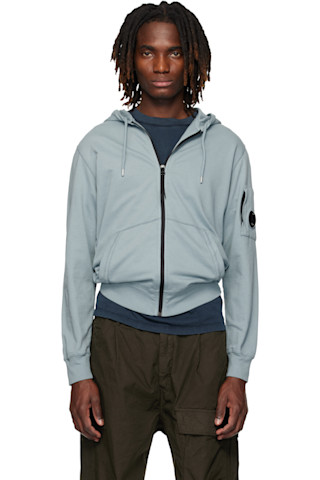 トップス 16aw CP COMPANY technical zipup hoodie Blue Light Fleece Zip Lens Hoodie by C.P. Company on Sale