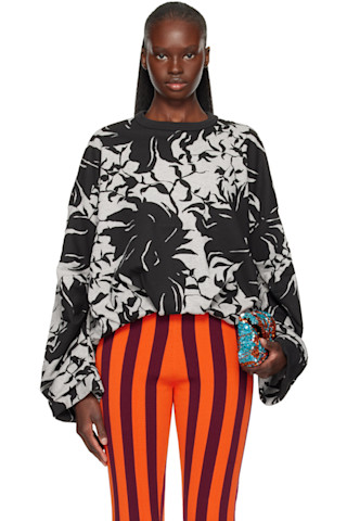 Gray & Black Draped Sweatshirt by Dries Van Noten on Sale