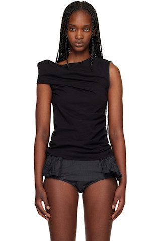 Dries Van Noten: Black Draped Tank Top | SSENSE