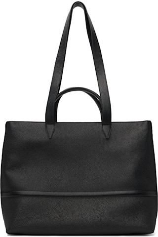 Dries Van Noten: ブラック カーフスキン トートバッグ | SSENSE 日本