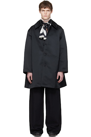 Dries Van Noten: ブラック サテン コート | SSENSE 日本