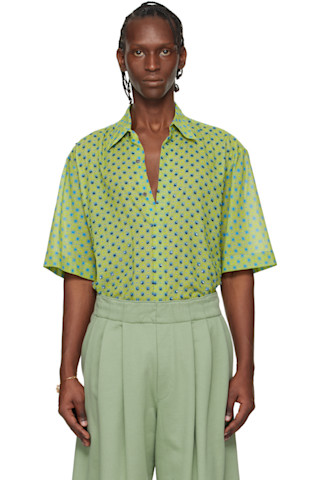 Dries Van Noten: Green Sequinned Shirt | SSENSE Canada